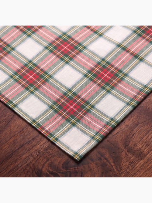 Chemin de table de noël en coton, fil doré en relief, carreaux tartan - gamusi - Kiabi