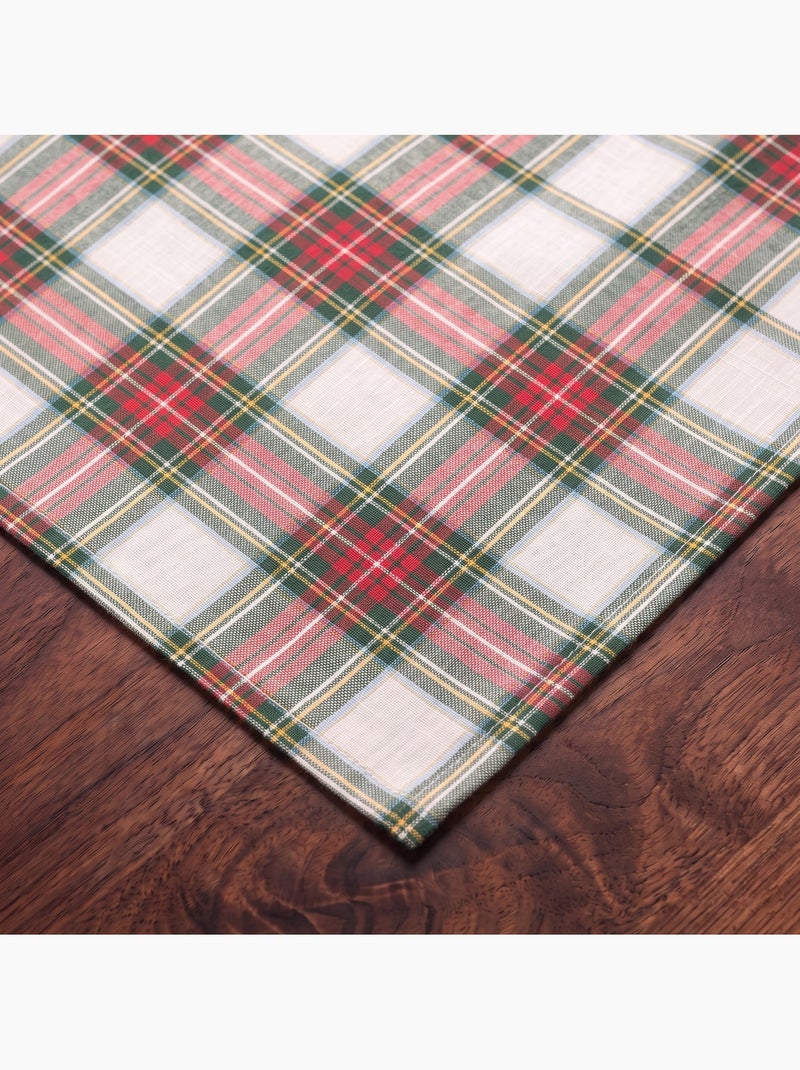 Chemin de table de noël en coton, fil doré en relief, carreaux tartan - gamusi Blanc - Kiabi
