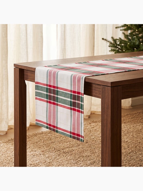 Chemin de table noël tartan tissé, fil doré, coton - gamusi. - Kiabi