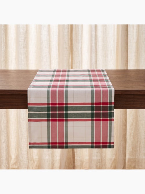 Chemin de table noël tartan tissé, fil doré, coton - gamusi. - Kiabi