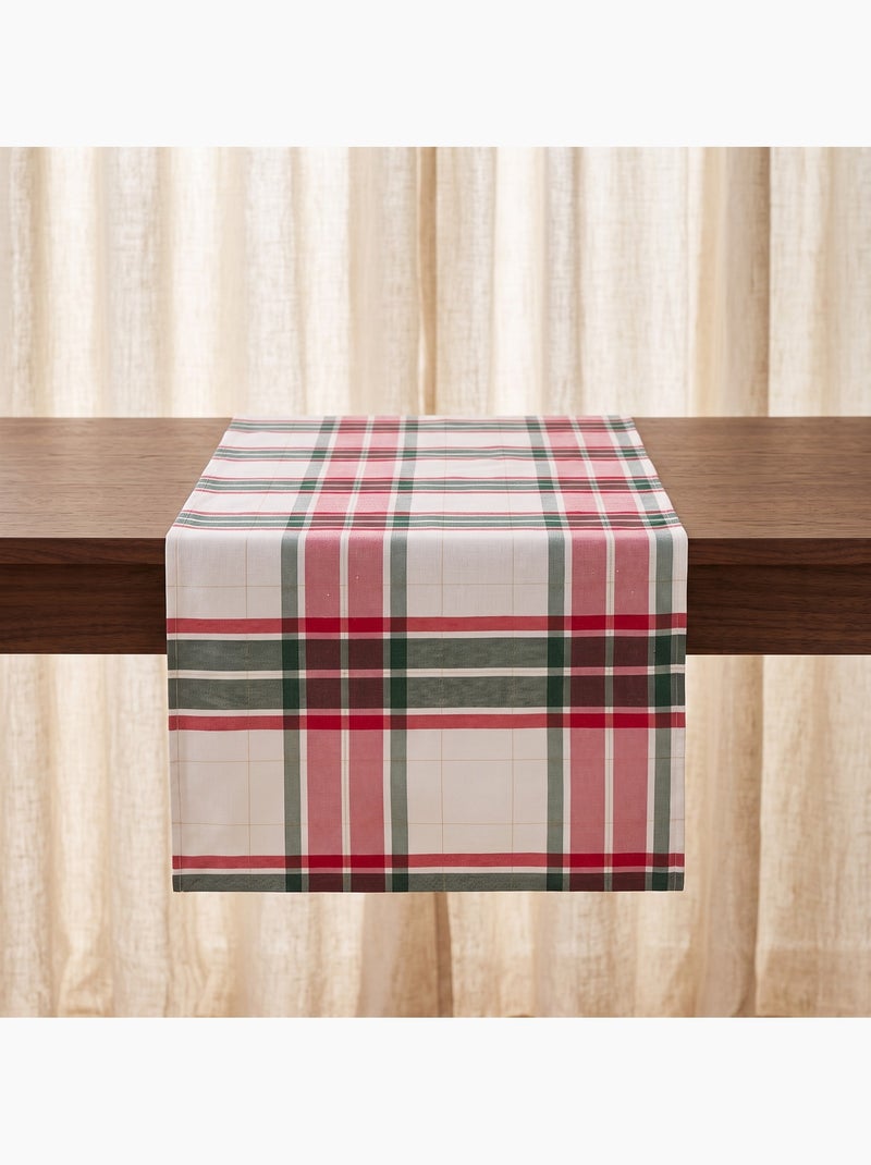 Chemin de table noël tartan tissé, fil doré, coton - gamusi. Multicolore - Kiabi