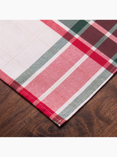 Chemin de table noël tartan tissé, fil doré, coton - gamusi. - Kiabi