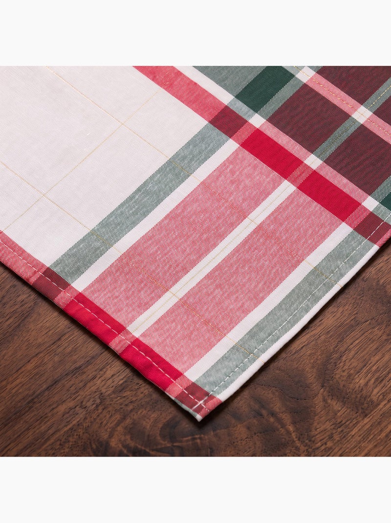 Chemin de table noël tartan tissé, fil doré, coton - gamusi. Multicolore - Kiabi