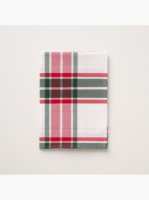 Chemin de table noël tartan tissé, fil doré, coton - gamusi. - Kiabi