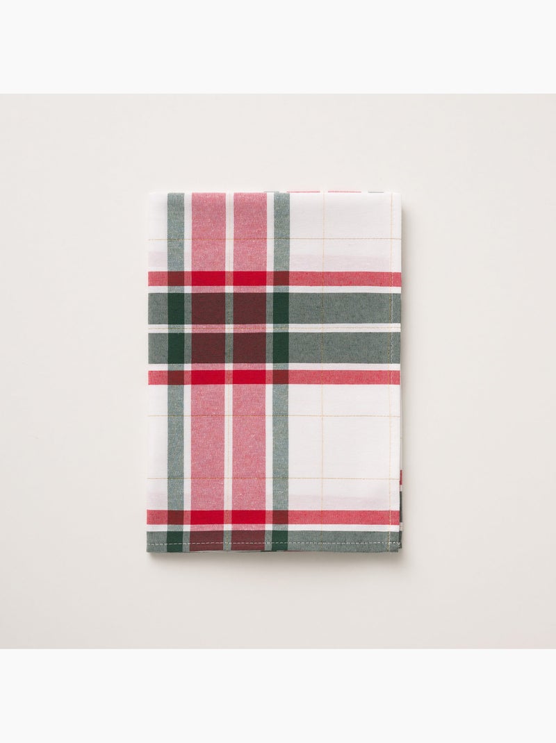 Chemin de table noël tartan tissé, fil doré, coton - gamusi. Multicolore - Kiabi
