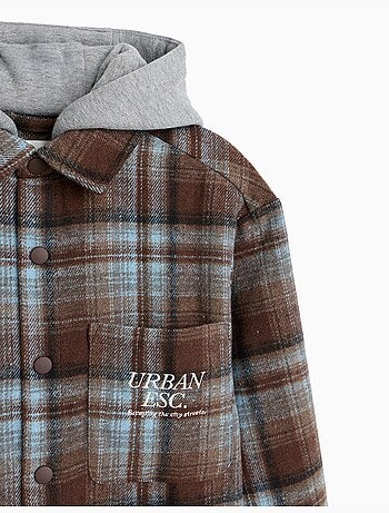 Chemise à capuche à carreaux, mo fashion