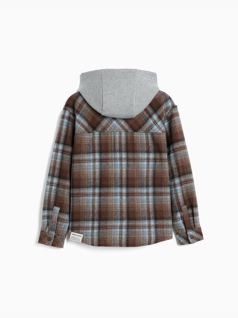 Chemise à capuche à carreaux, mo fashion Marron - Kiabi