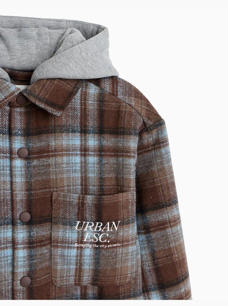 Chemise à capuche à carreaux, mo fashion Marron - Kiabi