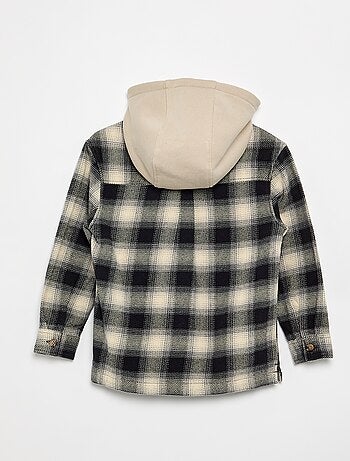 Chemise à carreau en flanelle à capuche