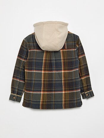 Chemise à carreau en flanelle à capuche