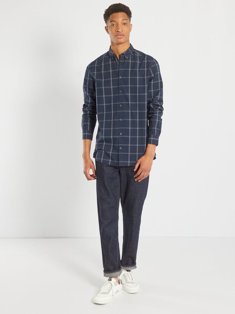 Chemise Homme Luke 1977 Jan The Man - Carreaux Bleu - Taille Slim - Neuf Avec étiquettes