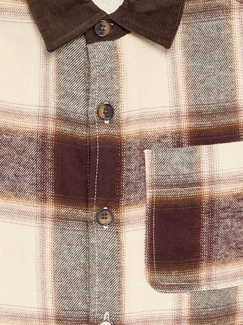 Chemise à carreaux doublée Marron - Kiabi