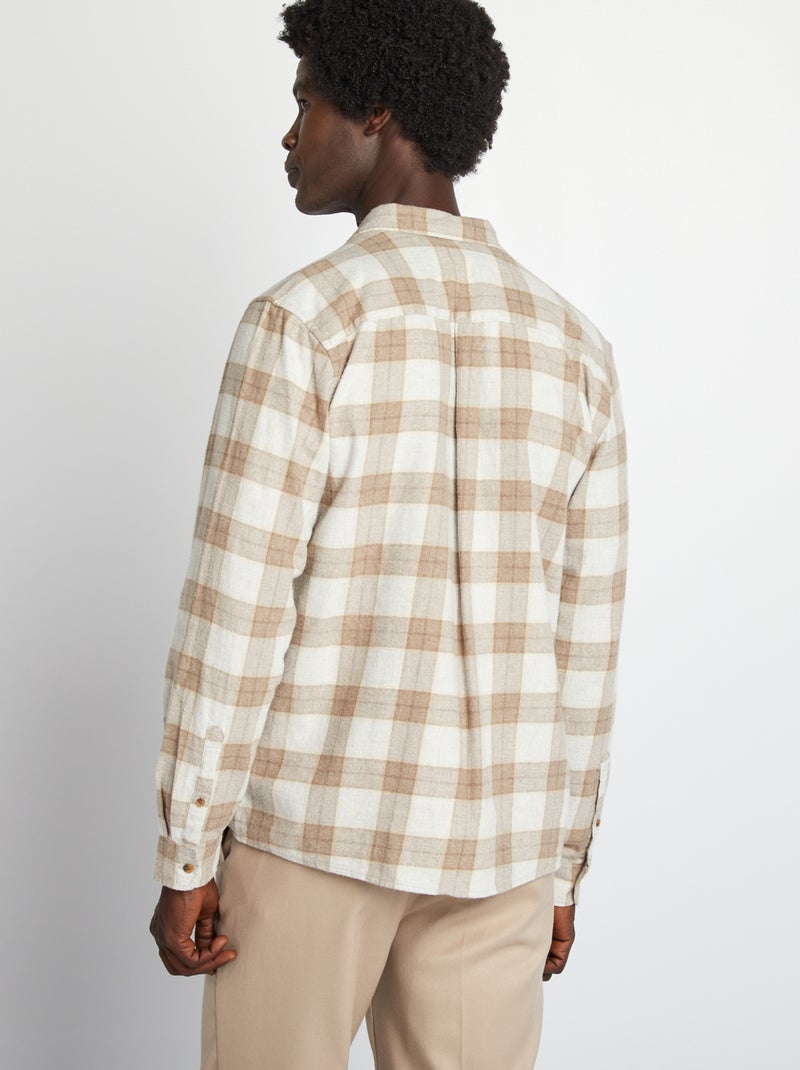 Veste Chemise Homme Chemise Beige A Carreaux Chemise Regular à