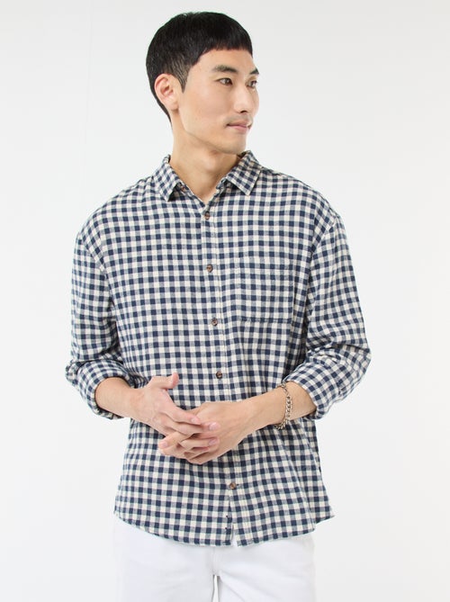 Chemise à carreaux en flanelle de coton - Kiabi