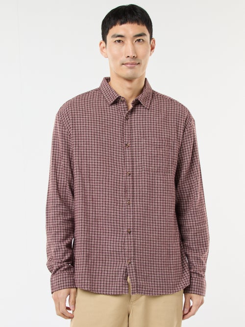 Chemise à carreaux en flanelle de coton - Kiabi