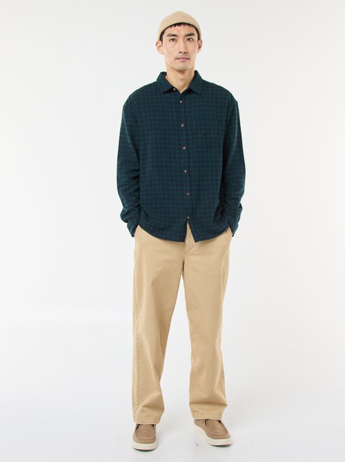 Chemise à carreaux en flanelle de coton - Kiabi