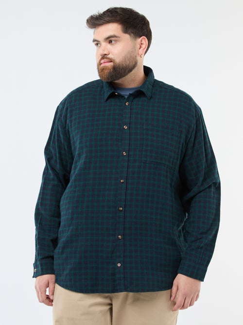 Chemise à carreaux en flanelle de coton - Kiabi