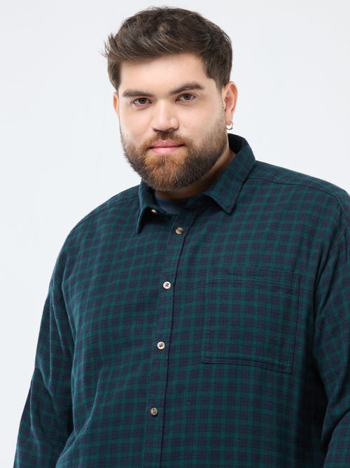 Chemise à carreaux en flanelle de coton - Kiabi