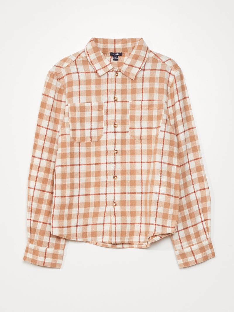 Chemise à carreaux en flanelle Marron - Kiabi
