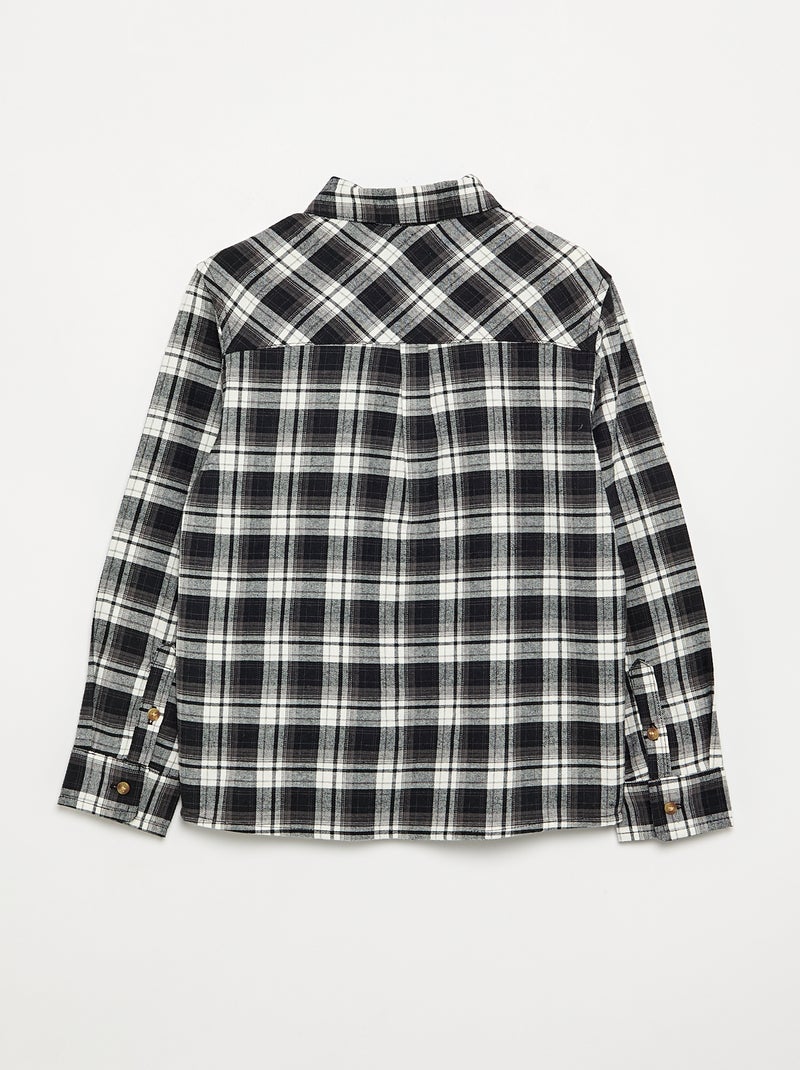 Chemise à carreaux en flanelle Noir - Kiabi