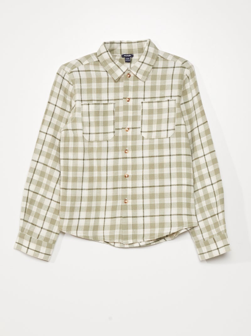 Chemise à carreaux en flanelle Vert - Kiabi