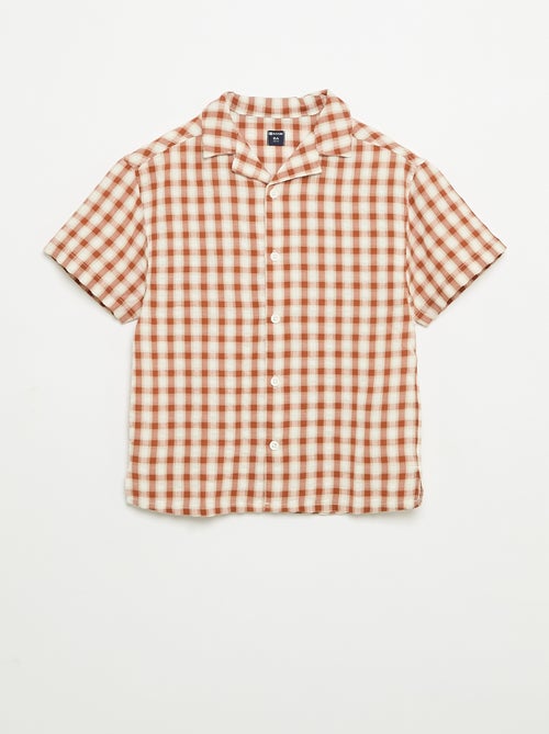 Chemise à carreaux et manches courtes - Kiabi