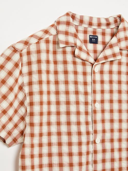 Chemise à carreaux et manches courtes - Kiabi