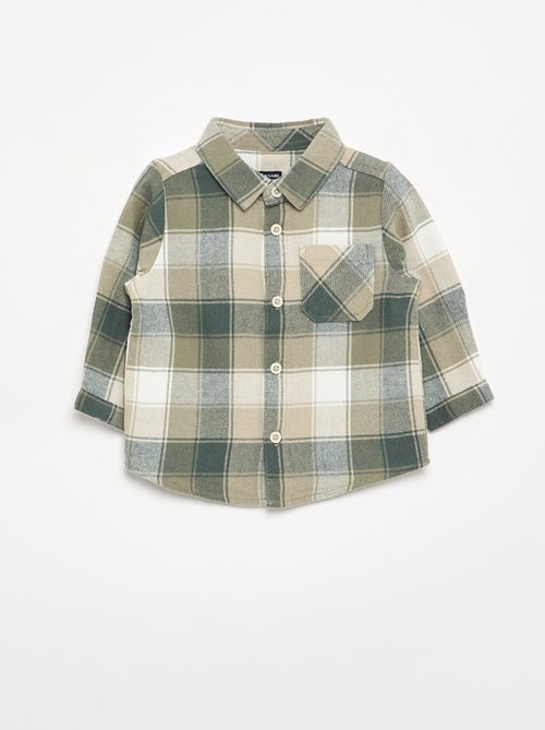 Chemise à carreaux et manches longues - Kiabi