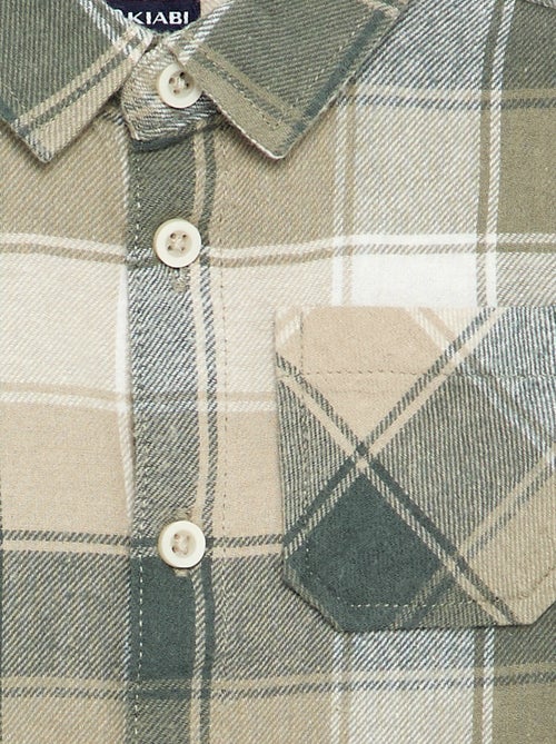 Chemise à carreaux et manches longues - Kiabi