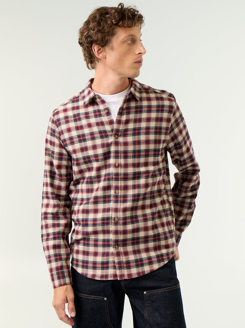 Chemise à carreaux Marron - Kiabi
