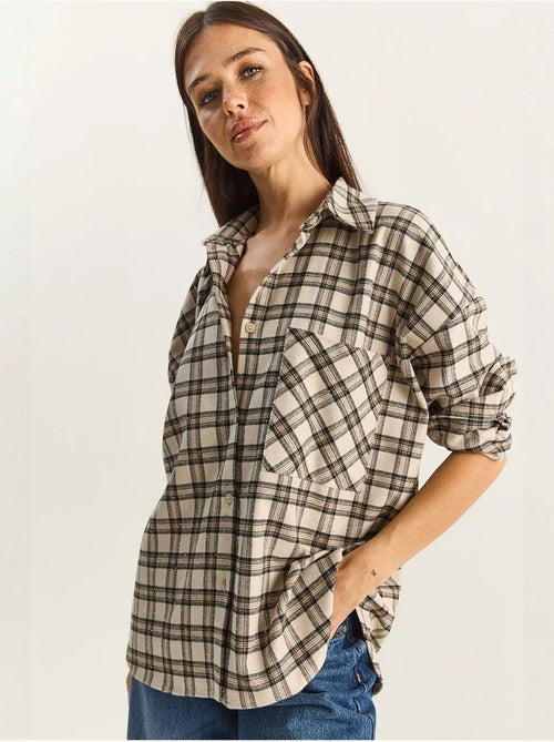 Chemise à carreaux oversize à manches longues et poche lucci - Kiabi