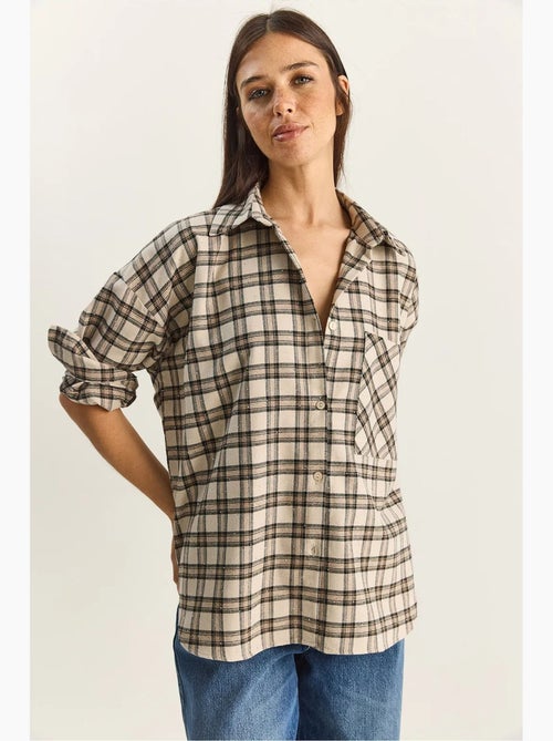Chemise à carreaux oversize à manches longues et poche lucci - Kiabi