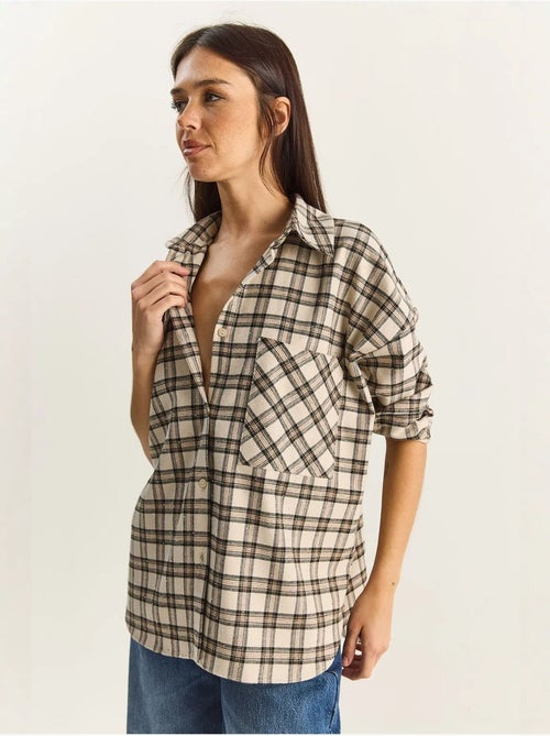 Chemise à carreaux oversize à manches longues et poche lucci - Kiabi