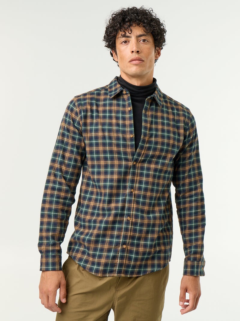 Chemise à carreaux Vert - Kiabi