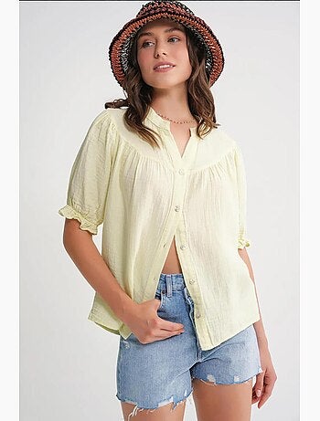 Chemise à col boutonné en lin mélangé mixray
