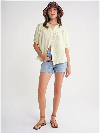 Chemise à col boutonné en lin mélangé mixray