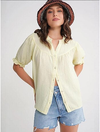 Chemise à col boutonné en lin mélangé mixray