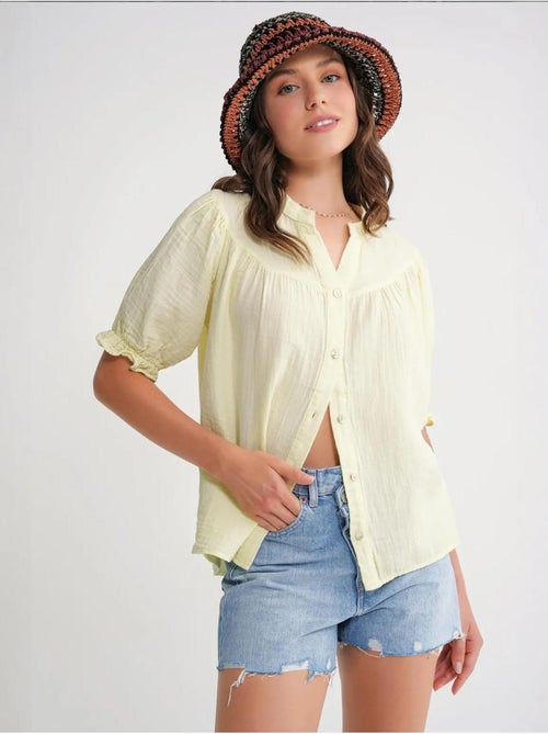 Chemise à col boutonné en lin mélangé mixray - Kiabi