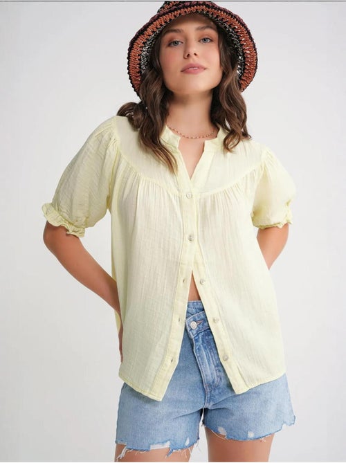 Chemise à col boutonné en lin mélangé mixray - Kiabi