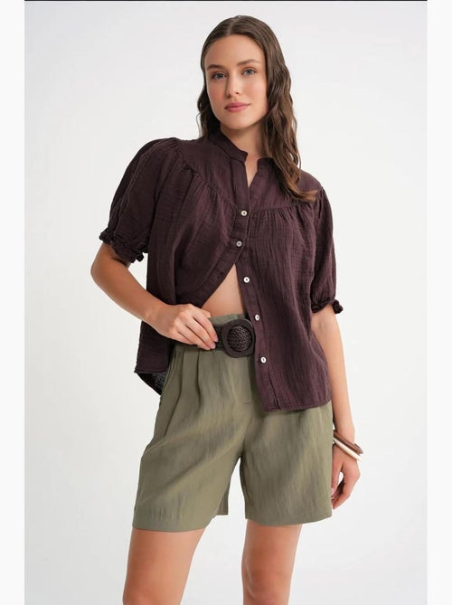 Chemise à col boutonné en lin mélangé mixray - Kiabi Chemise à col boutonné en lin mélangé mixray - Kiabi