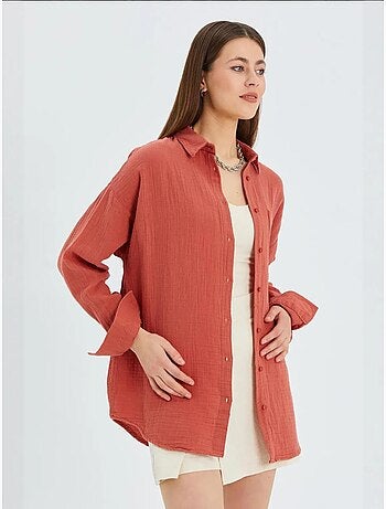 Chemise à col boutonné surdimensionnée mixray