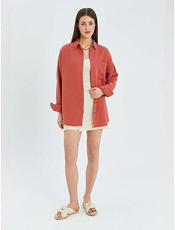 Chemise à col boutonné surdimensionnée mixray