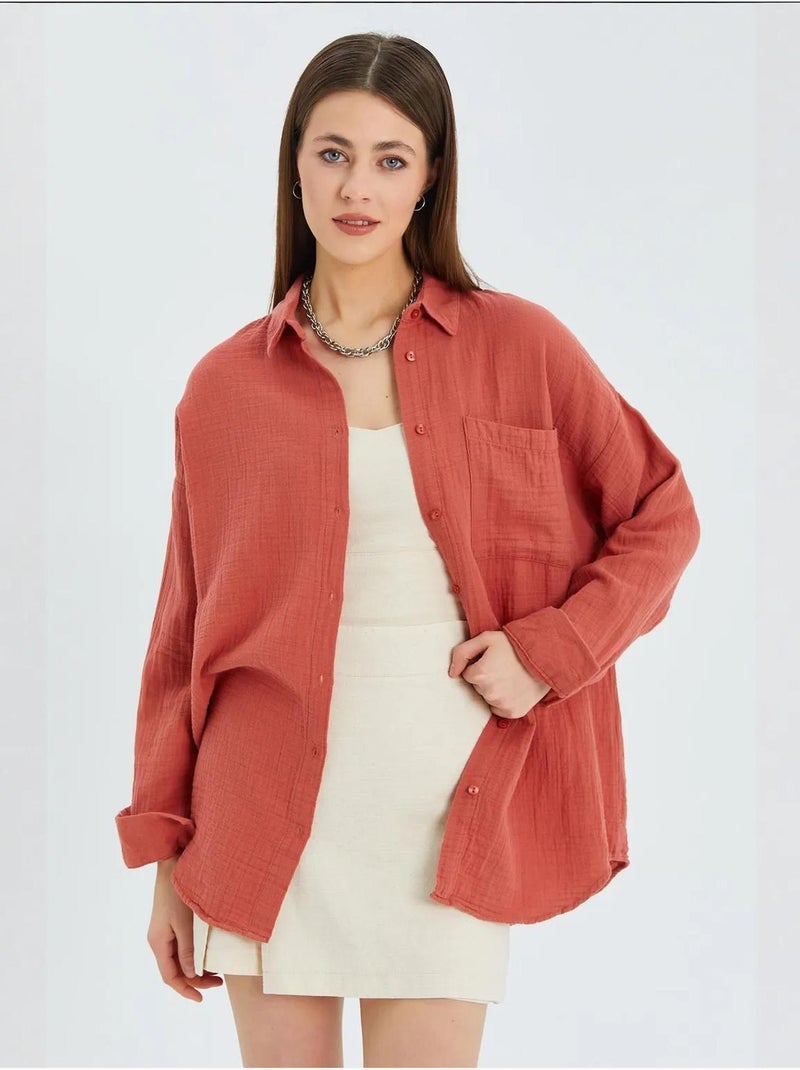 Chemise à col boutonné surdimensionnée mixray Rouge foncé - Kiabi