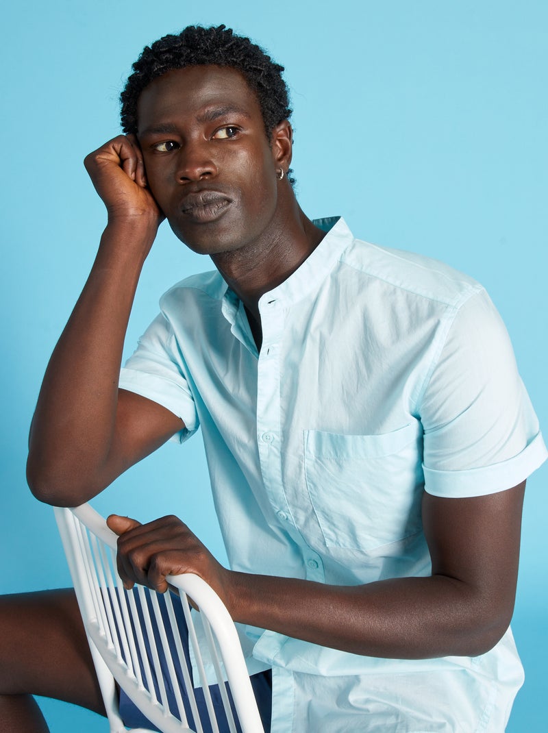 Chemise à col mao Bleu - Kiabi