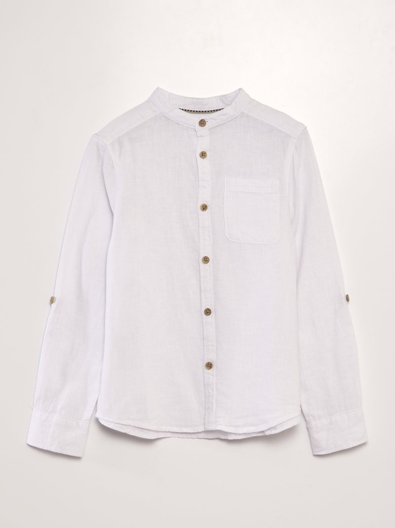 Col Mao Chemise Lin Beige Chemise Beige Zara Chemise à Col Mao En