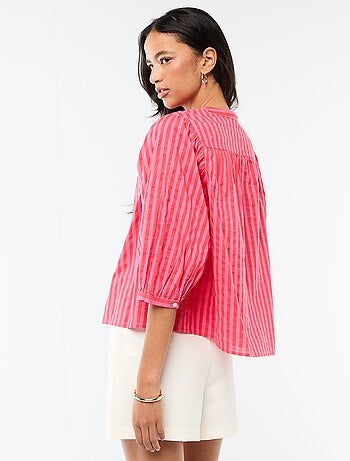 Chemise à col mao et manches 3/4