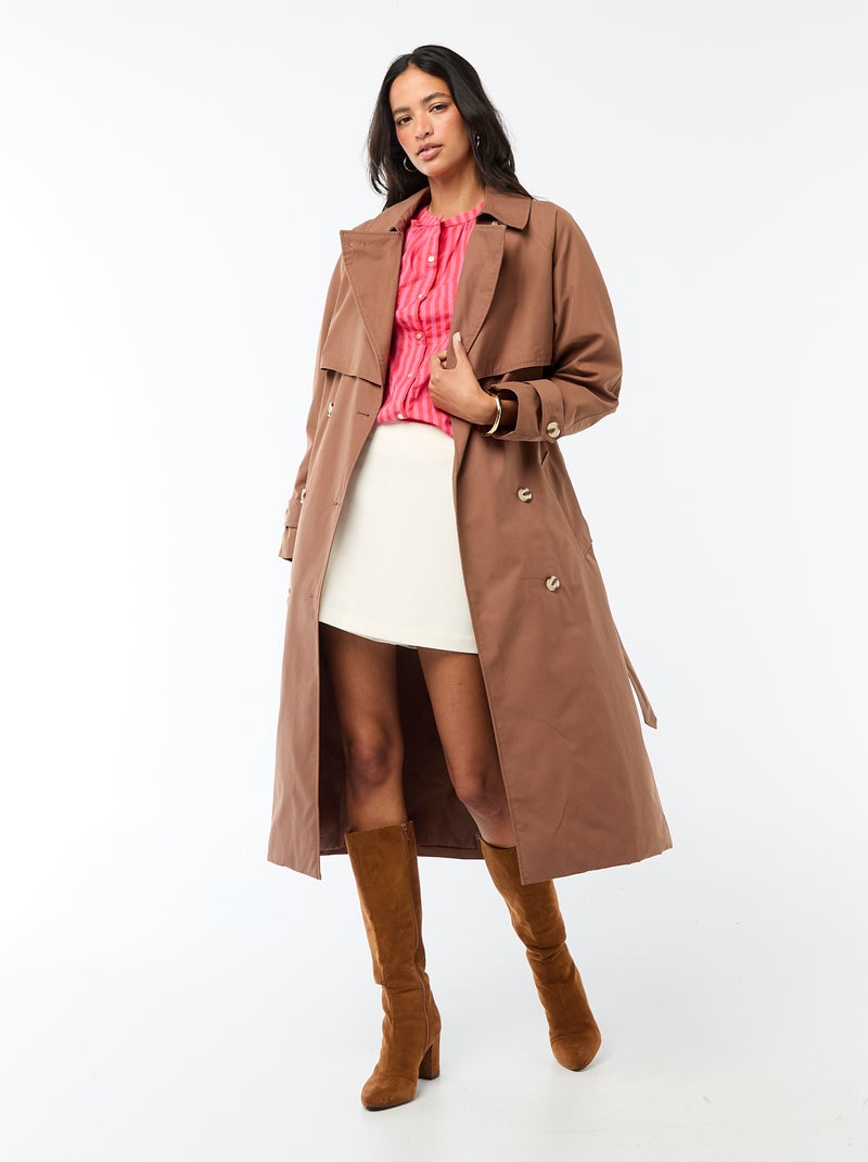 Chemise à col mao et manches 3/4 rayée Rouge - Kiabi