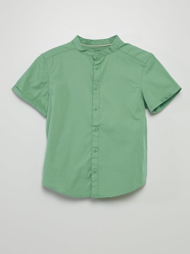 Chemise à col mao Vert - Kiabi