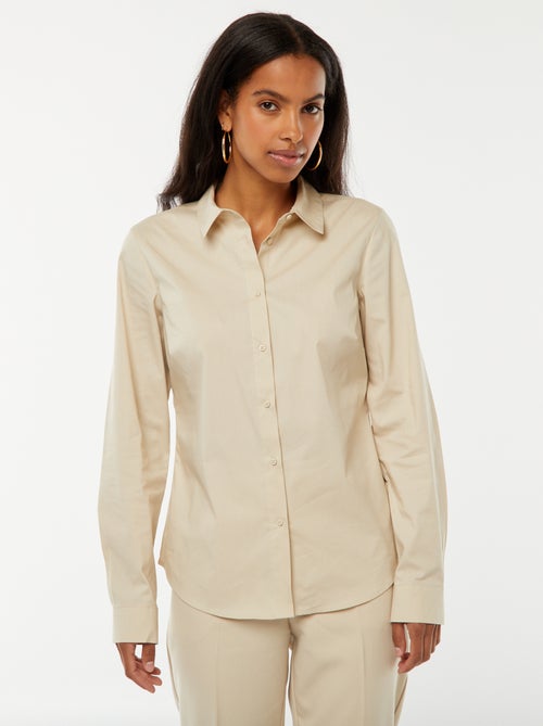 Chemise à coupe ajustée col italien - Kiabi
