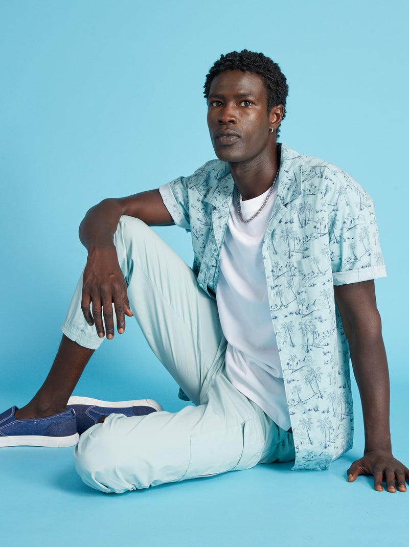 Chemise à fleurs Bleu - Kiabi